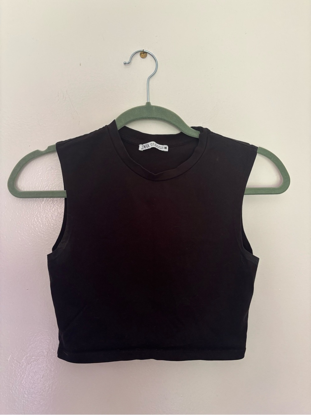 Zara Black Cropped Muscle Tee